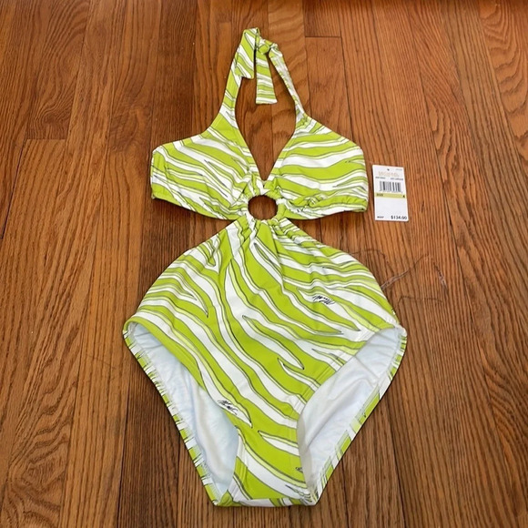 MICHAEL MICHAEL KORS Printed O-Ring Cutout One-Piece Swimsuit size 4 NWT - Picture 3 of 8